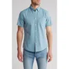 14th & Union Short Sleeve Seersucker Button-down Shirt In Blue Smoke