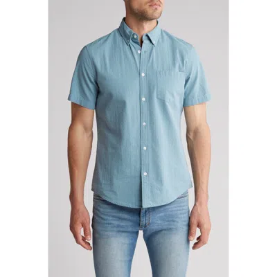 14th & Union Short Sleeve Seersucker Button-down Shirt In Blue Smoke