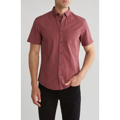 14th & Union Short Sleeve Seersucker Button-down Shirt In Burgundy Shade