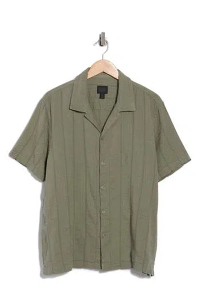 14th & Union Short Sleeve Seersucker Café Shirt In Green