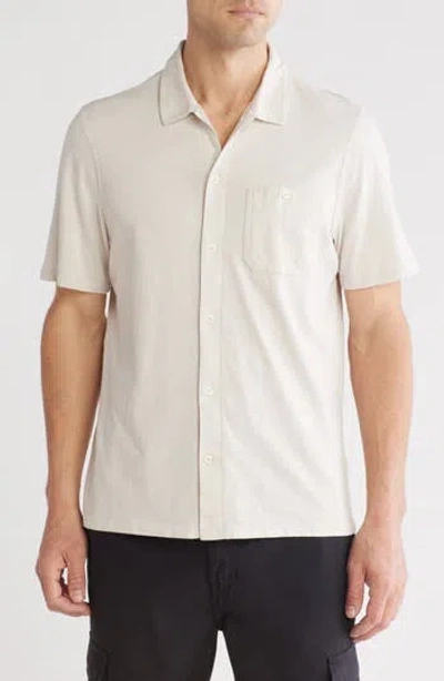 14th & Union Short Sleeve Slub Cotton Button-down Shirt In Grey Moonbeam