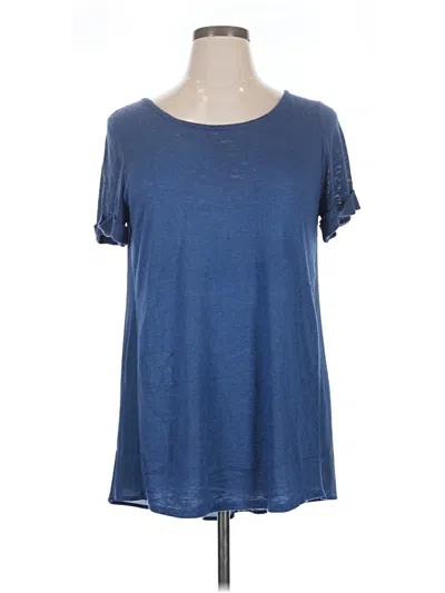 Pre-owned 14th & Union Short Sleeve Top Blue Scoop Neck Tops