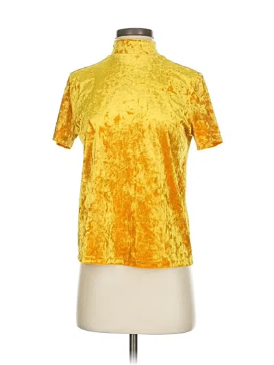Pre-owned 14th & Union Short Sleeve Top Gold High Neck Tops