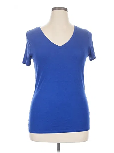 Pre-owned 14th & Union Short Sleeve Top Gray V-neck Tops