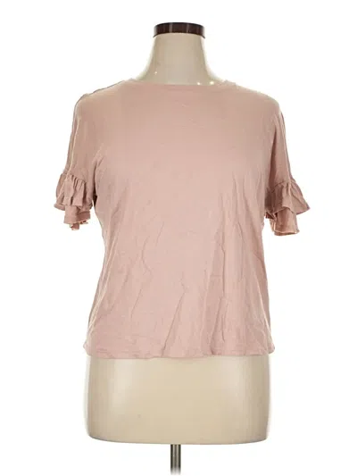 Pre-owned 14th & Union Short Sleeve Top Pink Cold Shoulder Neckline Tops