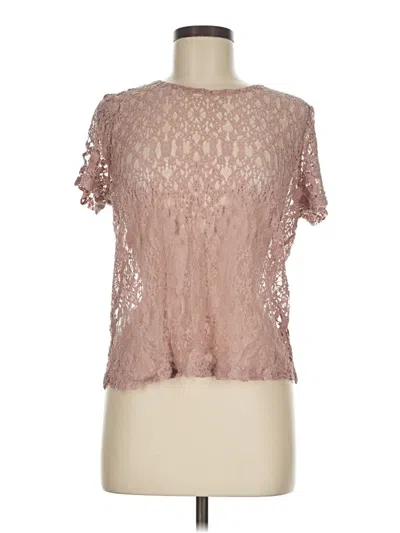 Pre-owned 14th & Union Short Sleeve Top Pink Mock Neckline Tops