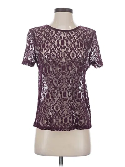Pre-owned 14th & Union Short Sleeve Top Purple Keyhole Neckline Tops