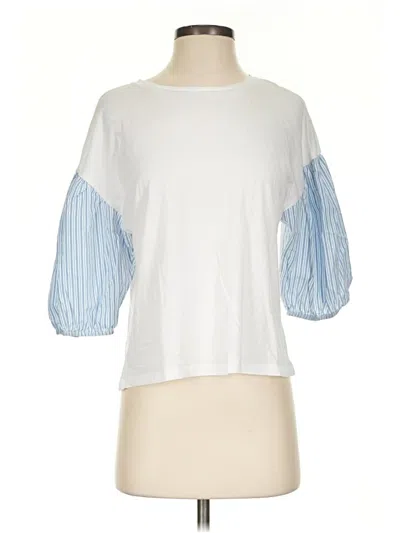 Pre-owned 14th & Union Short Sleeve Top White Boatneck Tops