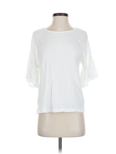 Pre-owned 14th & Union Short Sleeve Top White Crew Neck Tops