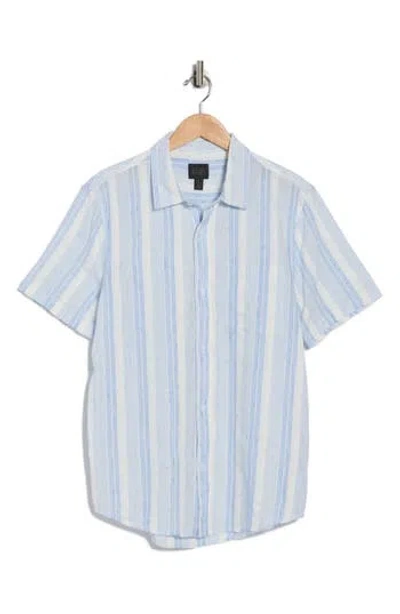 14th & Union Short Sleeve Woven Slub Shirt In Blue