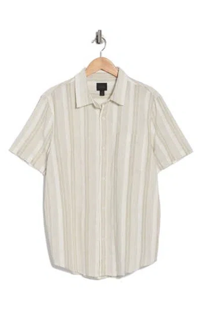 14th & Union Short Sleeve Woven Slub Shirt In Neutral