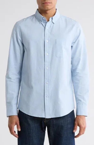 14th & Union Solid Cotton Button-down Shirt In Blue Thread - White