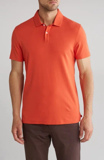 14th & Union Solid Interlock Polo In Red Sunset