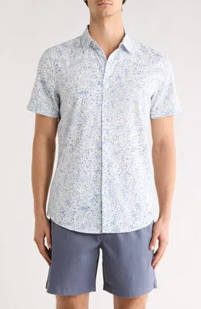 14th & Union Sprigs Short Sleeve Performance Button-up Shirt In Blue