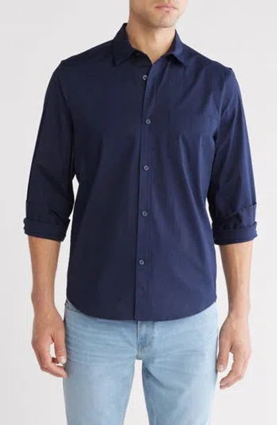 14th & Union Stretch Cotton Poplin Button-up Shirt In Navy Blazer