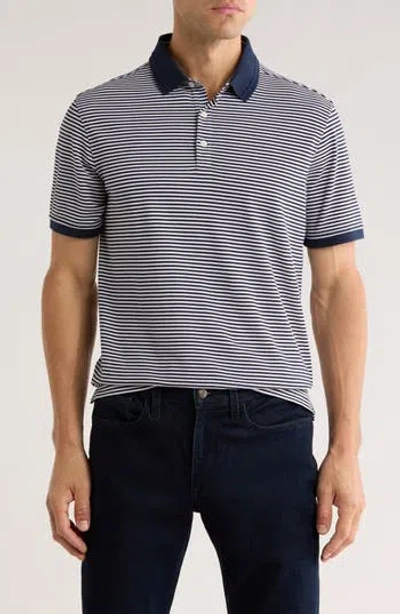 14th & Union Stripe Cotton Blend Polo In Blue