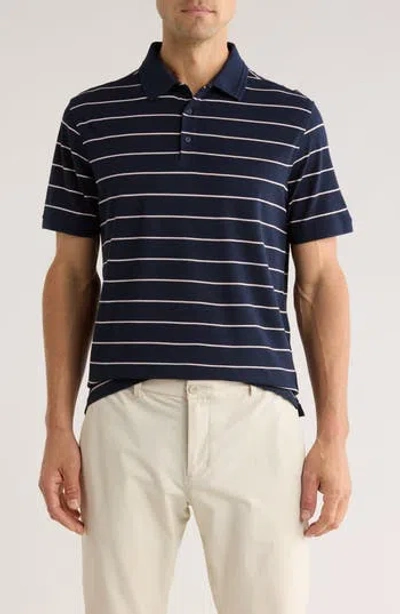 14th & Union Stripe Cotton Blend Polo In Blue