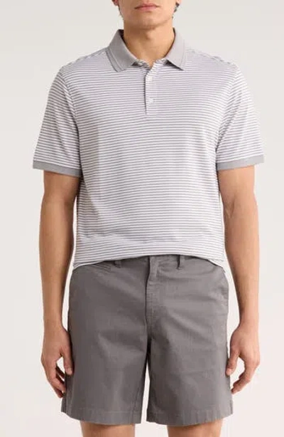 14th & Union Stripe Cotton Blend Polo In Silver