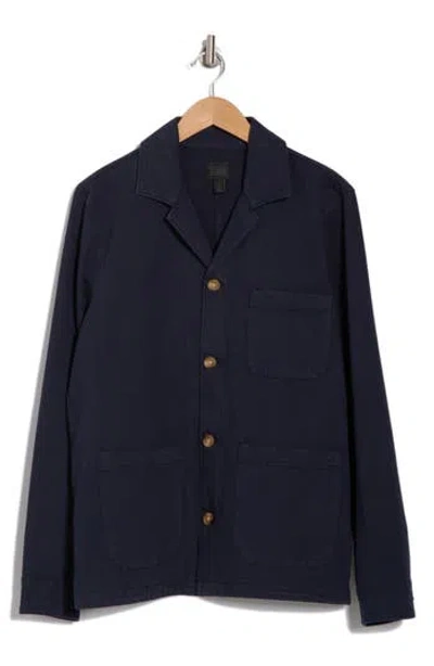 14th & Union Stripe Cotton Button-up Chore Jacket In Navy Blazer
