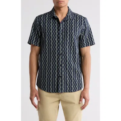 14th & Union Stripe Cotton Seersucker Short Sleeve Button-up Shirt
