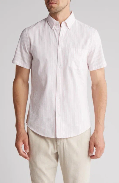 14th & Union Stripe Seersucker Button-down Shirt In Pink Cake Dyewash Stripe