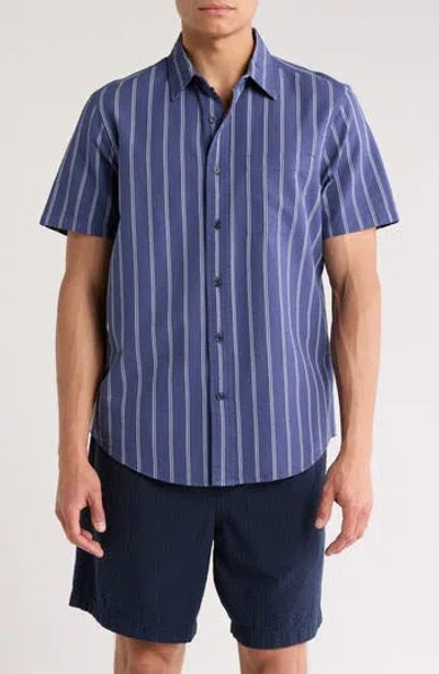 14th & Union Stripe Seersucker Short Sleeve Button-up Shirt In Blue Indigo Dual Stripe