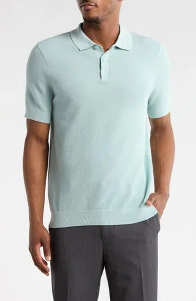14th & Union Textured Cotton Polo Sweater In Blue