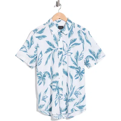 14th & Union Tropics Linen & Cotton Button-up Shirt In Red