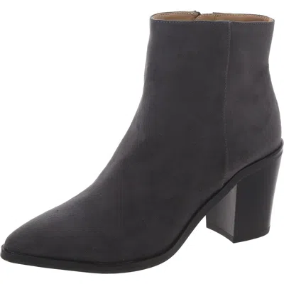 14th & Union Womens Faux Suede Pointed Toe Ankle Boots In Grey