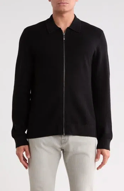 14th & Union Zip Up Cardigan In Black