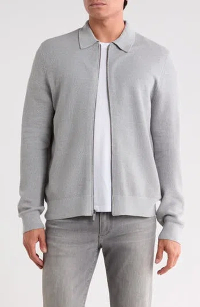 14th & Union Zip Up Cardigan In Gray