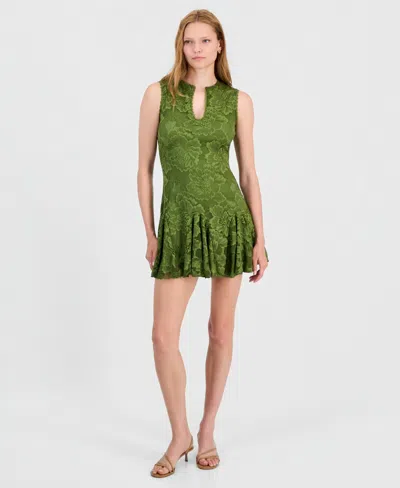 14th Place Juniors' Sleeveless Mini Dress In Green
