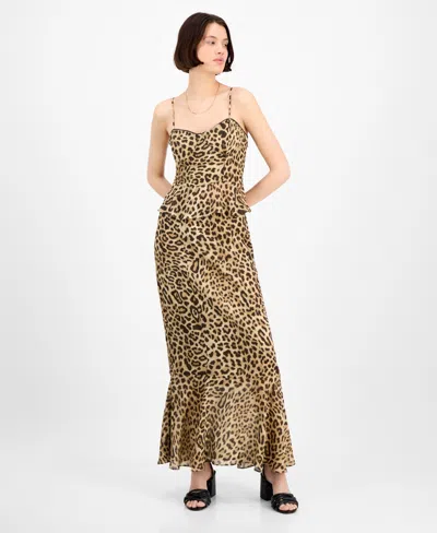 14th Place Women's Bustier Peplum Top & Skirt Set In Brown