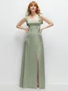 1500 Series Square Neck Fluid Satin Maxi Dress With Bow Straps