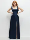 1500 Series Square Neck Fluid Satin Maxi Dress With Bow Straps