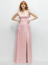 1500 Series Square Neck Fluid Satin Maxi Dress With Bow Straps