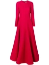 Valentino Flared Wool And Silk-blend Gown In 157 Red