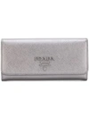 Prada Metallic Flap Wallet - Grey In Grey
