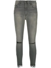 MOTHER MOTHER RIPPED SKINNY JEANS - GREY