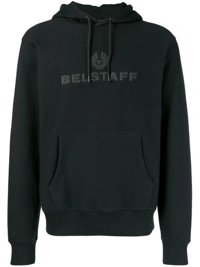 Belstaff Logo Patches Cotton Sweatshirt Hoodie In Black|nero