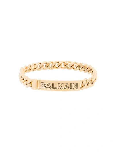 Balmain Logo Chain Bracelet In Metallic