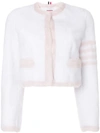 THOM BROWNE THOM BROWNE MINK FUR CARDIGAN JACKET - WHITE