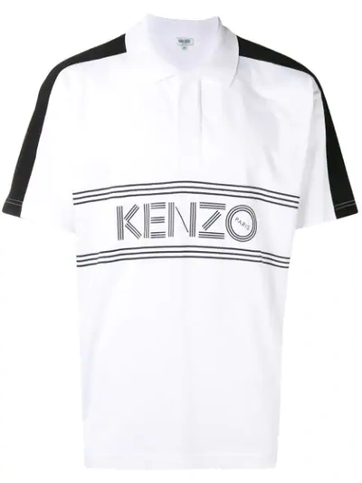 Kenzo Logo-print Cotton-jersey Polo Shirt In 01 Blanc