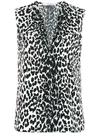Givenchy V Neck Blouse Black & White In Black