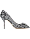 DOLCE & GABBANA RAINBOW LACE 90MM BROOCH-DETAIL PUMPS