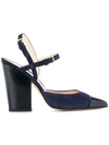 THOM BROWNE HIGH-BLOCK D’ORSAY SLINGBACK HEEL IN LEATHER