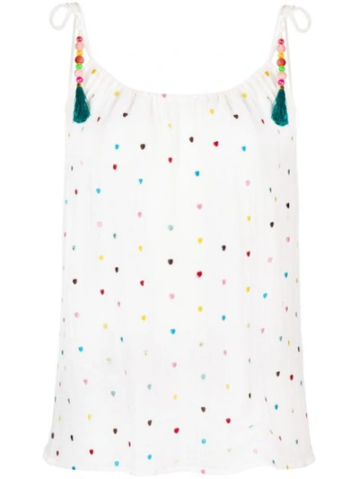Alicia Bell Heart Embroidered Waistcoat Top - White