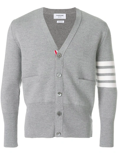 Thom Browne 4-bar Milano Stitch Cardigan In Grey