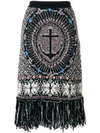 THOM BROWNE WOOL BLEND ANCHOR EMBROIDERY PENCIL SKIRT