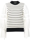 SEA contrast sleeve striped sweater